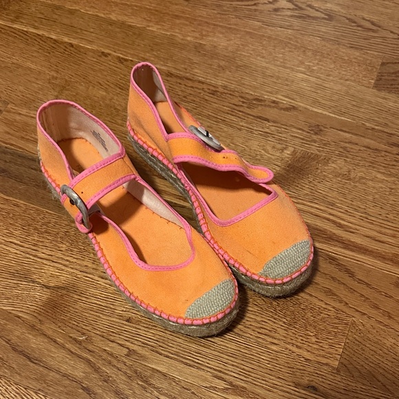 Free People Vibrant Orange and Pink Espadrilles Size 40 - Picture 1 of 4